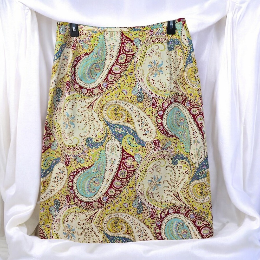 Vintage Le Suit Paisley Skirt Woman 10 Lined A-Line Colorful Print Career Casual